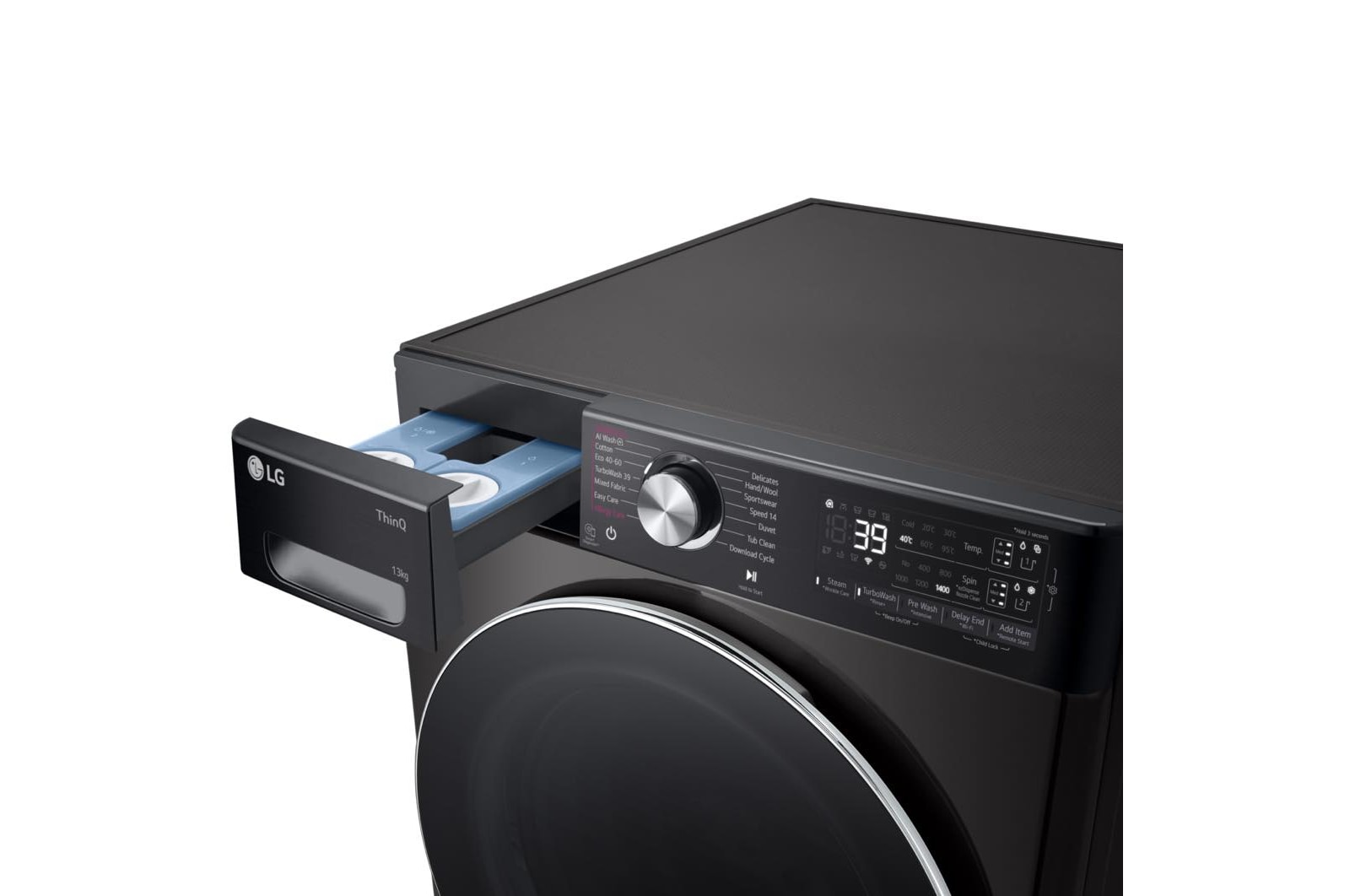 LG 13kg AI DD™ ezDispense™ Washing Machine, Platinum Black, F4Y913BCTA1